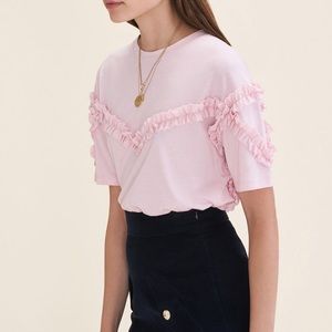 Maje Pink Ruffle Summer Top